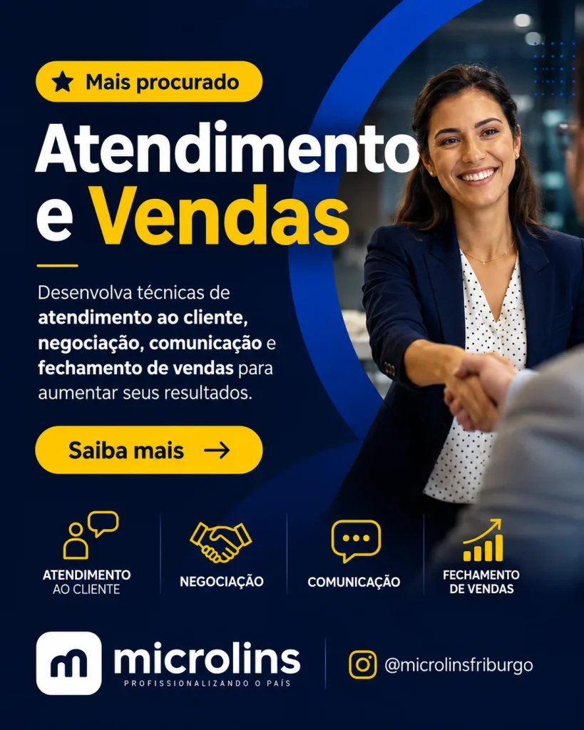 Curso de Atendimento e Vendas em Nova Friburgo — Microlins