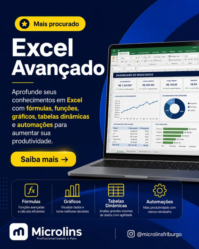 Curso de Excel Avançado em Nova Friburgo — Microlins