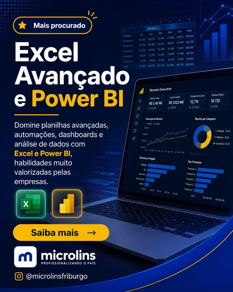 Curso de Excel Avançado e Power BI em Nova Friburgo — Microlins